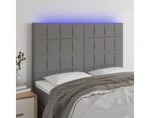 vidaXL LED Headboard Dark Grey 144x5x118/128 cm Fabric