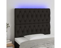 vidaXL LED Headboard Black 100x7x118/128 cm Fabric