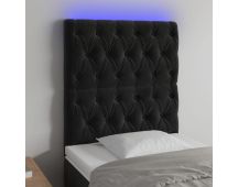 vidaXL LED Headboard Black 80x7x118/128 cm Velvet