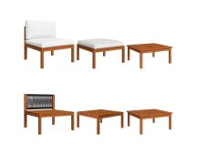 vidaXL 3 Piece Garden Lounge Set with Cushions Solid Acacia Wood