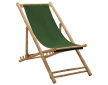 vidaXL Deck Chair Bamboo and Canvas Green