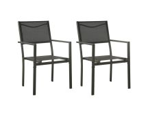 vidaXL Garden Chairs 2 pcs Textilene and Steel Black and Anthracite