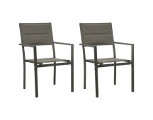 vidaXL Garden Chairs 2 pcs Textilene and Steel Grey and Anthracite