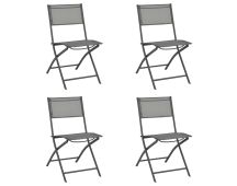 vidaXL Folding Outdoor Chairs 4 pcs Grey Steel and Textilene