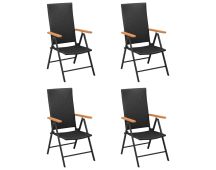 vidaXL Garden Chairs 4 pcs Poly Rattan Black