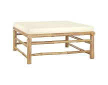 vidaXL Garden Footrest with Cream White Cushion Bamboo