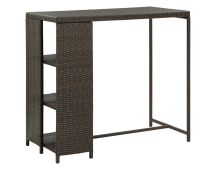 vidaXL Bar Table with Storage Rack Brown 120x60x110 cm Poly Rattan