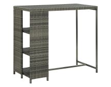 vidaXL Bar Table with Storage Rack Grey 120x60x110 cm Poly Rattan