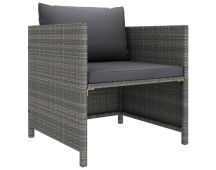 vidaXL Garden Sofa with Cushions Grey Poly Rattan