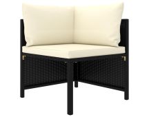 vidaXL Sectional Corner Sofa with Cushions Black Poly Rattan