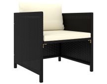 vidaXL Garden Sofa with Cushions Black Poly Rattan