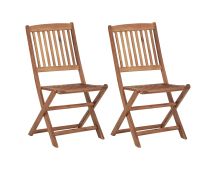 vidaXL Folding Outdoor Chairs 2 pcs Solid Acacia Wood