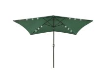 vidaXL Parasol with LEDs and Steel Pole Green 2x3 m