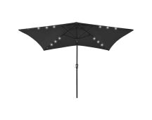 vidaXL Parasol with LEDs and Steel Pole Black 2x3 m