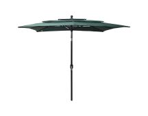 vidaXL 3-Tier Parasol with Aluminium Pole Green 2.5x2.5 m