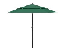 vidaXL 3-Tier Parasol with Aluminium Pole Green 2.5 m