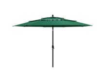 vidaXL 3-Tier Parasol with Aluminium Pole Green 3.5 m