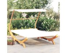 vidaXL Outdoor Lounge Bed with Canopy 165x203x138 cm Solid Bent Wood Cream