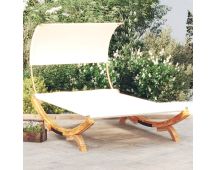 vidaXL Outdoor Lounge Bed with Canopy 165x203x126 cm Solid Bent Wood Cream