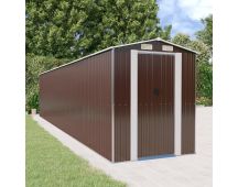 vidaXL Garden Shed Dark Brown 192x938x223 cm Galvanised Steel