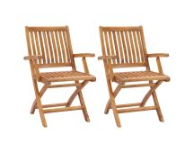 vidaXL Folding Garden Chairs 2 pcs Solid Teak Wood