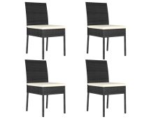 vidaXL Garden Dining Chairs 4 pcs Poly Rattan Black