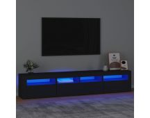 vidaXL TV Cabinet with LED Lights Black 210x35x40 cm