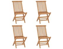 vidaXL Folding Garden Chairs 4 pcs Solid Wood Teak