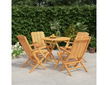 vidaXL 5 Piece Garden Dining Set Solid Wood Teak