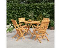 vidaXL 5 Piece Garden Dining Set Solid Wood Teak