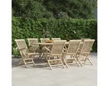 vidaXL Folding Garden Chairs 8 pcs Grey 56x61x89 cm Solid Wood Teak