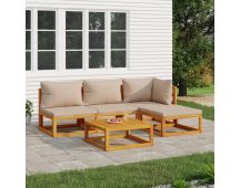 vidaXL 5 Piece Garden Lounge Set with Taupe Cushions Solid Wood