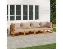 vidaXL 4 Piece Garden Lounge Set with Taupe Cushions Solid Wood