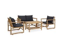 vidaXL 4 Piece Garden Lounge Set with Cushions Bamboo