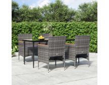 vidaXL 5 Piece Garden Dining Set with Cushions Grey and Black