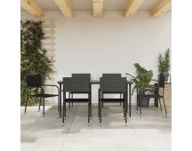 vidaXL 7 Piece Garden Dining Set Black Poly Rattan