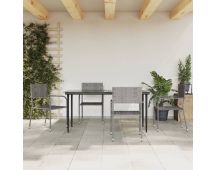 vidaXL 5 Piece Garden Dining Set Grey Poly Rattan