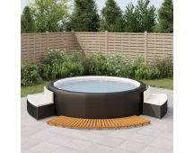 vidaXL Hot Tub Surround Black Poly Rattan and Solid Wood Acacia