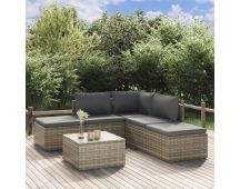 vidaXL 6 Piece Garden Lounge Set with Cushions Grey Poly Rattan