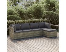 vidaXL 5 Piece Garden Lounge Set with Cushions Grey Poly Rattan