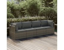 vidaXL 4 Piece Garden Lounge Set with Cushions Grey Poly Rattan