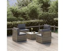 vidaXL 5 Piece Garden Lounge Set with Cushions Grey Poly Rattan