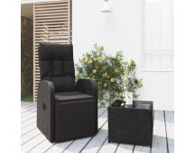 vidaXL 2 Piece Garden Lounge Set Black Poly Rattan&Steel