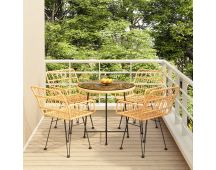 vidaXL 5 Piece Garden Dining Set Poly Rattan