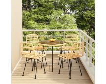 vidaXL 5 Piece Garden Dining Set Poly Rattan