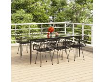 vidaXL 7 Piece Garden Dining Set Black Poly Rattan