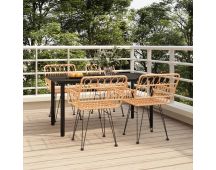 vidaXL 5 Piece Garden Dining Set Poly Rattan