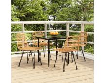 vidaXL 5 Piece Garden Dining Set Poly Rattan