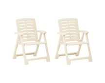 vidaXL Garden Chairs 2 pcs Plastic White