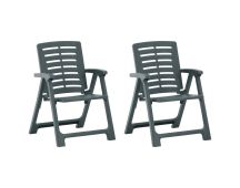 vidaXL Garden Chairs 2 pcs Plastic Green